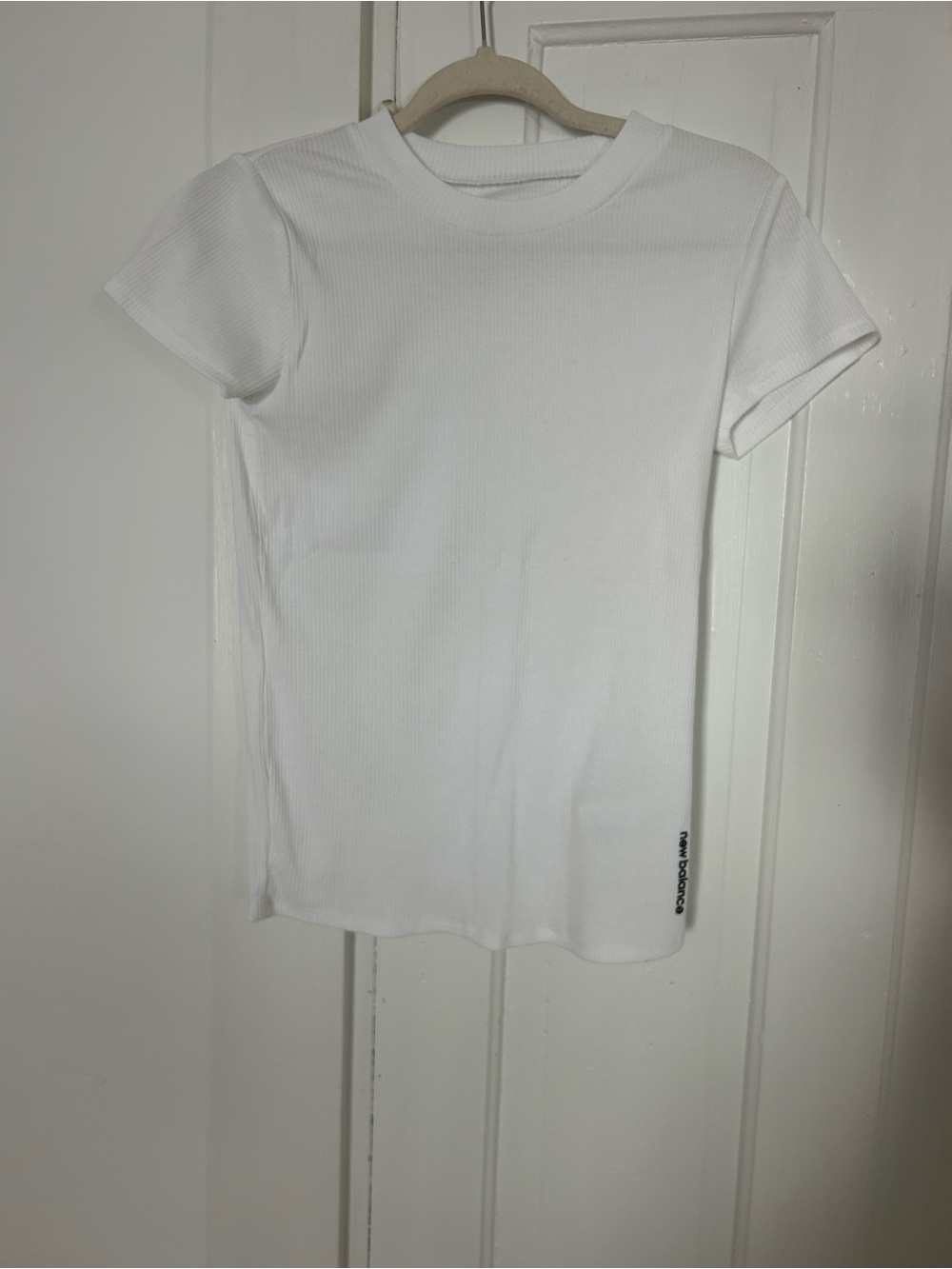 New Balance White Ribbed Short Sleeve Tee for Kids